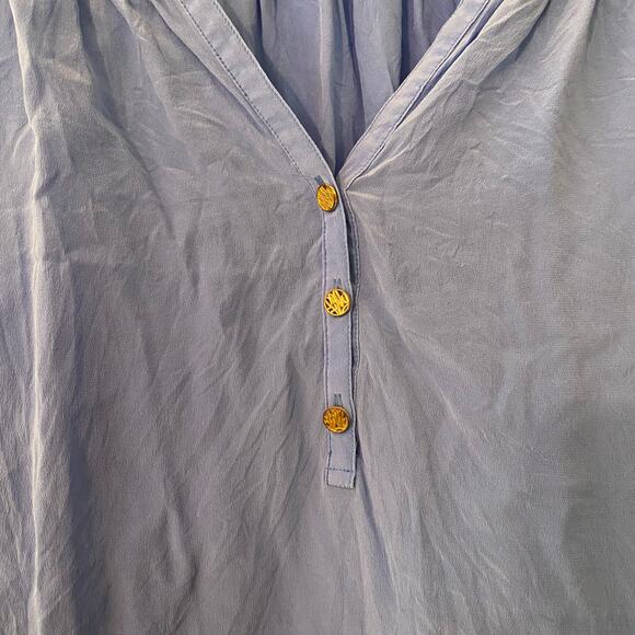 Lilly Pulitzer Blue Elsa 100% Silk Peasant Blouse Minimalist Women's size XL - Picture 4 of 10